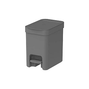 Lixeira Com Pedal 6 Litros Porta Cesto Lixo Plástica Banheiro Cozinha Trium - LX 4000 Ou - Chumbo