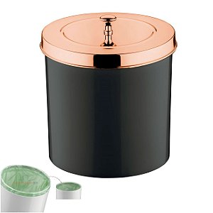 Lixeira 5 Litros Tampa Cesto De Lixo Rose Gold Para Banheiro Pia Cozinha - 551RG Future - Preto