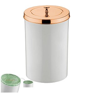 Lixeira 8 Litros Tampa Cesto De Lixo Rose Gold Para Cozinha Banheiro Escritório - 580RG Future - Branco