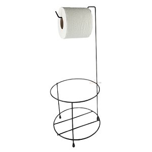 Suporte Porta Papel Higiênico Aramado Pequeno Preto Para Lixeira Chão Banheiro Lavabo - 0050/5 AMZ