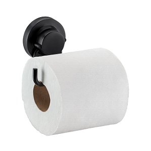 Suporte Porta Papel Higiênico Com Ventosa Banheiro Preto Fosco - 4055PT Future