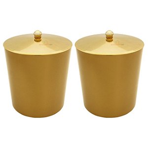 Kit 2 Lixeira 5 Litros Com Tampa Pino Metalizada Dourado Plástica Para Cozinha Banheiro - AMZ - Dourado