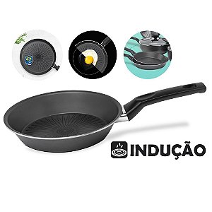 Frigideira Ø24cm Fogão Indução Alumínio Antiaderente Cabo Baquelite Cozinha - 88424 Multiflon - Chumbo