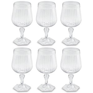 Kit 6 Taça Plástica Para Água Suco Chá Gin Festa 350ml Axe Transparente - Uz - Transparente