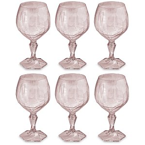Kit 6 Taça Plástica Para Água Suco Chá Gin Festa 350ml Tango Rosa - Uz - Rosa