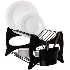 Escorredor De Louças Duplo Porta Talheres Pratos Copos Verona Preto - 13368 Metaltru - Preto