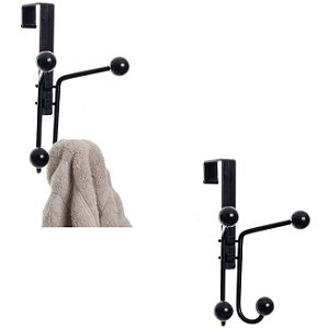 Kit 2 Gancho Multiuso De Porta Cabide Suporte Toalha Parede Preto - Metaltru