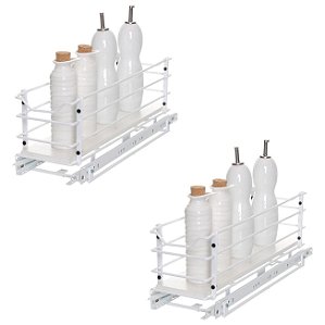 Kit 2 Porta Óleos Temperos Latas Deslizante Aramado Para Armários - Metaltru - Branco