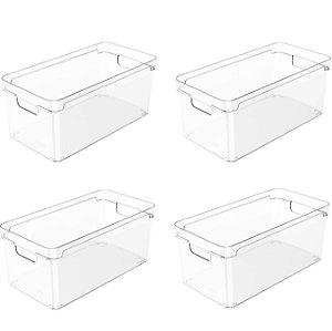 Conjunto 4 Organizadores Armário Geladeira Cesto Multiuso Porta Objetos Alimentos - KTE 051 Ou - Natural