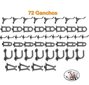 Kit Com 72 Ganchos Para Painel De Ferramenta Em Plástico Cinza - AMZ