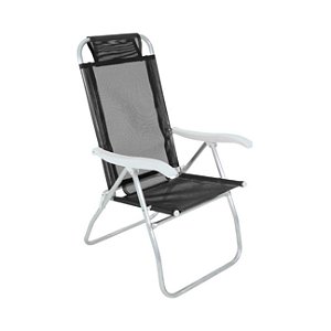 Cadeira De Praia Reclinável 4 Posições Prosa Sannet Alumínio Preta - Belfix - Preto