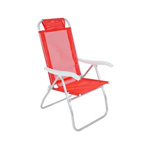 Cadeira De Praia Reclinável 4 Posições Prosa Sannet Alumínio Vermelha - Belfix - Vermelho