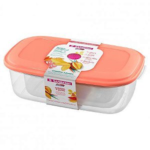 Conjunto 3 Potes Plásticos Alimentos Mantimentos Geladeira Cozinha - 390/2c Sanremo - Rosa