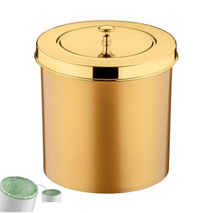 Lixeira 5 Litros Tampa Cesto De Lixo Dourado Para Banheiro Pia Cozinha- 552DD Future - Dourado