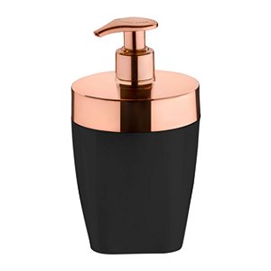 Dispenser Porta Sabonete Líquido 400ml Saboneteira Pia Banheiro Preto Rose Gold - 2702PTR Future
