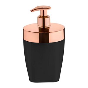 Dispenser Porta Sabonete Líquido 400ml Saboneteira Pia Banheiro Preto Rose Gold - 2702PTR Future