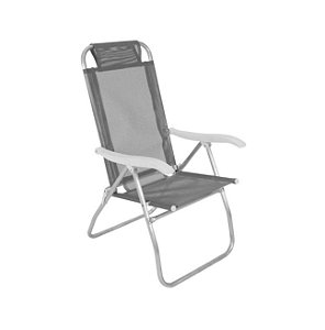 Cadeira De Praia Reclinável Sannet 4 Posições Alumínio Prosa Camping Piscina Cinza - Belfix - Cinza
