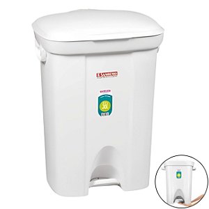 Lixeira Plástica 36 Litros Com Pedal Cesto De Lixo Escritório Banheiro Cozinha - 298/01 Sanremo - Branco