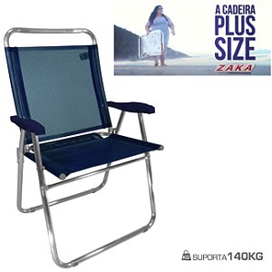 Cadeira De Praia King Oversize Alumínio Até 140Kg Camping - Zaka - Azul Marinho