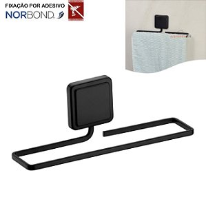 Suporte Porta Toalha Toalheiro 25cm Adesivo Parede Banheiro Preto Fosco - 183PT Future - Preto Fosco