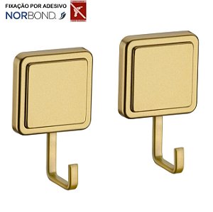 Kit 2 Cabide Gancho Multiuso Para Toalha Objetos Banheiro Adesivo Dupla Face Dourado - Future - Dourado