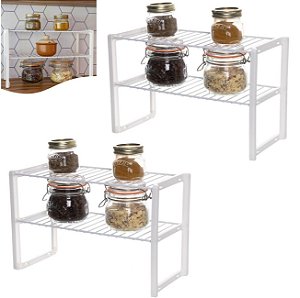 Kit 2 Rack Multiuso Organizador De Objetos Grande Para Armário Prateleira Branco 13539 Metaltru - Branco