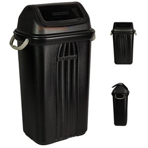 Lixeira 30l Com Tampa Basculante Plástico Alças Cesto De Lixo Áreas Externas  - SR283 Sanremo - Preto