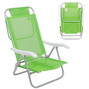 Cadeira Reclinável Sunny 6 Posições Em Alumíno Para Praia Piscina Camping Verde - 063003 Belfix