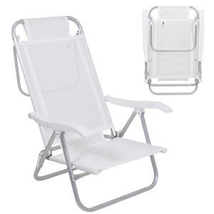 Cadeira Reclinável Sunny 6 Posições Em Alumíno Para Praia Piscina Camping Branca - 063001 Belfix
