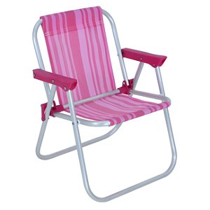 Cadeira Infantil Em Alumínio Para Praia Piscina Camping Rosa - 025310 Belfix