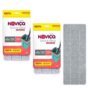 Kit 2 Refil Mop Lava E Seca Noviça Tecido Microfibra Limpeza Chão Casa BT1398R - Bettanin