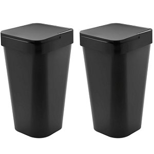 Kit 2 Lixeira Izzy 15 Litros Cesto de Lixo Para Banheiro Cozinha Escritório Preto - Ou