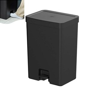 Lixeira 30 Litros De Pedal Cesto De Lixo Chão Cozinha Banheiro Escritório Trium Preto - LX4300PTF Ou