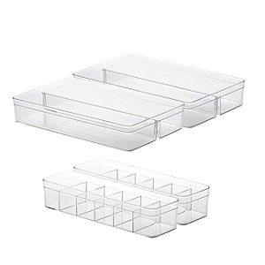 Kit 4 Organizador Gaveta Armário Multiuso Porta Roupa Meia Utensílios Cristal - Paramount