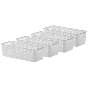 Kit 4 Cesto Organizador Plástico Gaveta Armário Multiuso 27x11x8cm Quadratta Branco - Paramount