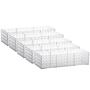 Kit 5 Cesto Organizador Armário Empilhável Utensílios Quadratta Cristal - Paramount