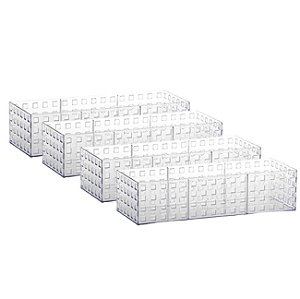 Kit 4 Cesto Organizador Armário Empilhável Utensílios Quadratta Cristal - Paramount