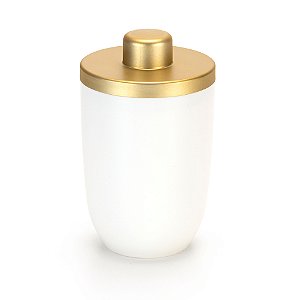 Porta Algodão Branco com Tampa Dourada Fosca de Bancada - 1975 Arhi