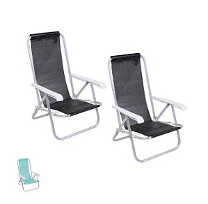 Kit 2 Cadeira de Praia Reclinável 4 Posições Alumínio Lazy Sannet Mormaii - Belfix