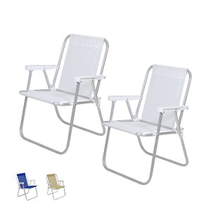 Kit 2 Cadeira de Praia Alta Alumínio Lazy Sannet - Belfix