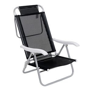Cadeira Reclinável Sunny 6 Posições Em Alumíno Para Praia Piscina Camping Preta - 063007 Belfix
