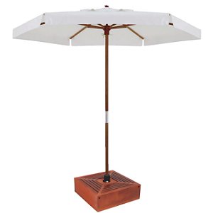 Kit Ombrelone Madeira 2,4m Xangri-lá Bagum Branco com Base Revestida - Belfix