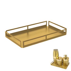 Bandeja Organizadora Retangular Média 15x25cm Decoração Dourado Fosco - 6024DO Future