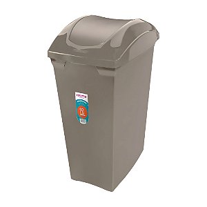Lixeira Basculante 15 Litros Cesto De Lixo Cozinha Banheiro Cinza Quente - SR62/5 Sanremo