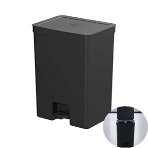 Lixeira Grande com Pedal 50 Litros Cesto de Lixo Cozinha Preto - Trium LX4400PTF Ou