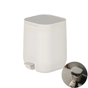 Lixeira Com Pedal Cesto De Lixo 6 Litros Banheiro Bege - Aura  LX400BGF Ou