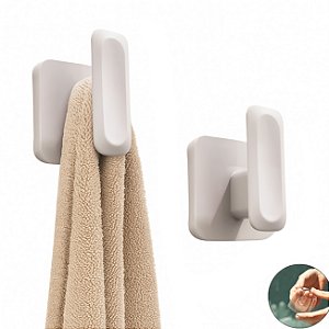Kit 2 Ganchos Multiuso Porta Toalha de Parede Com Adesivo Bege - Eleve GPE100BGF Ou