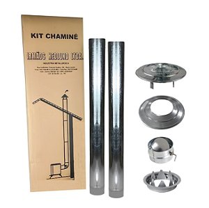 Kit Chaminé Para Fogão A Lenha 2 Canos 1m + Chapéu + Acabamento + Anel + Anel Borboleta Galvanizado 115mm Nº1 - Hedlund