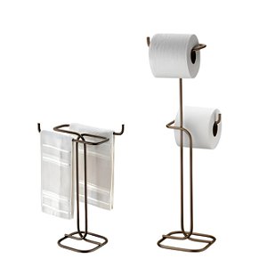 Kit Banheiro Suporte Toalha De Rosto + Porta Papel Higiênico Duplo Cor Café - Future