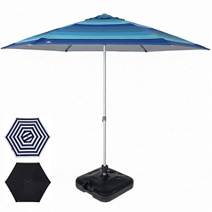 Kit Guarda Sol Premium 2,6m Alumínio Milagres Com Base Plástica Preta - Belfix